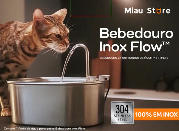 Bebedouro Inox Flow™ - A água que seu felino merece!